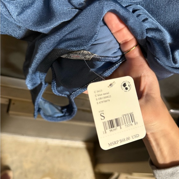 NWT Free People Intimately Night Owl Blue Metal Bodysuit- S - Picture 5 of 5